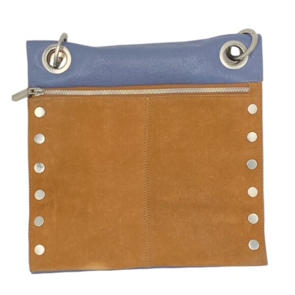 Hammitt Montana Large Reversible Blue & Brown Leather Crossbody Bag GUC - Picture 3 of 9